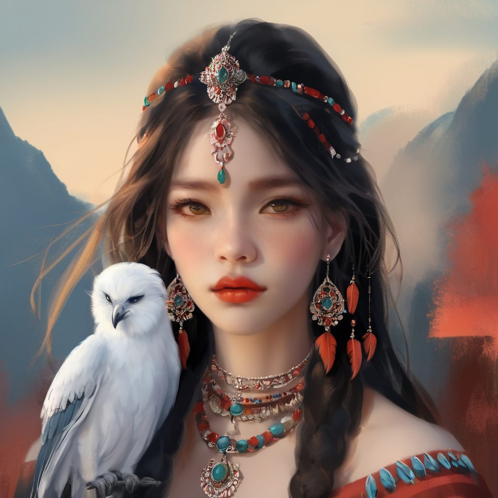 04334-633391360-a painting in the style of guidao style,an illustration of a girl with red and jewelry, in the style of colorful fantasy realism.png